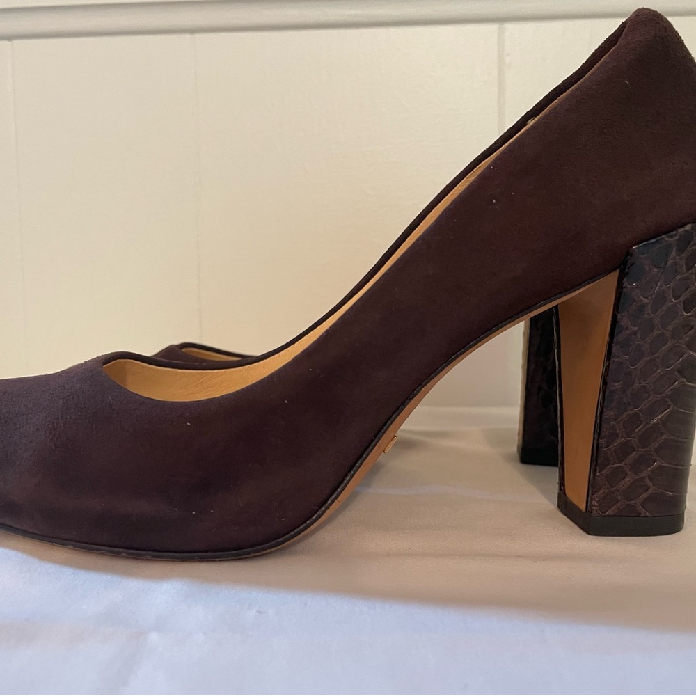 Cole Haan Women's Suede Block Heel Pump in Dark Brown